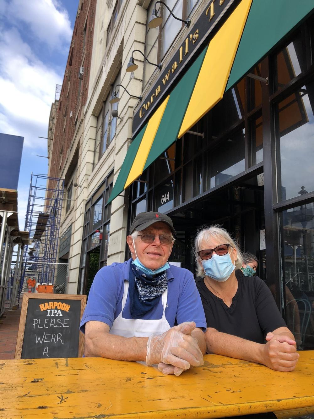 Pam and John Beale set up new sidewalk seating in front of Cornwall's, hoping the extra capacity would help them survive the pandemic. Their English-style pub has been a mainstay in Boston's Kenmore Square for nearly 40 years.