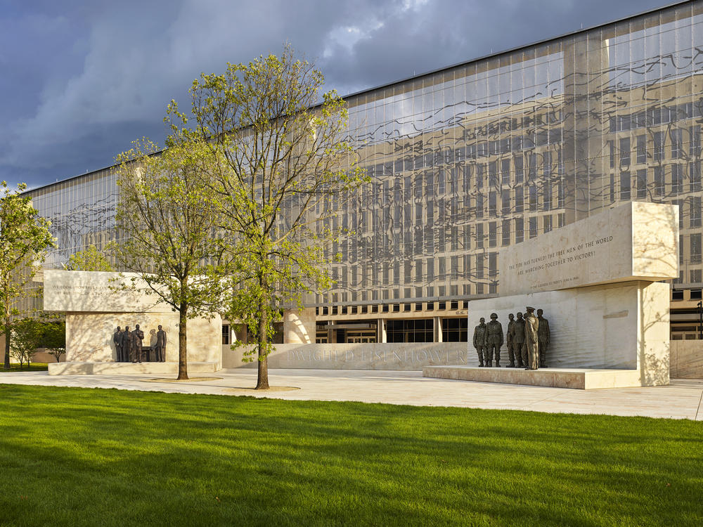 The Dwight D. Eisenhower Memorial in Washington, D.C., will be dedicated on Thursday. A stainless steel, woven 