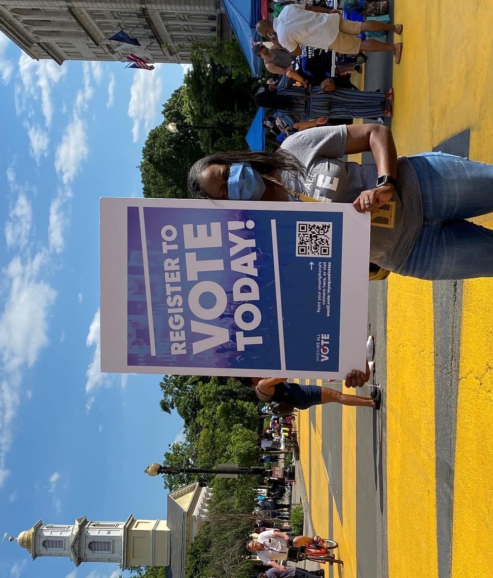 Caprecia Miller is a voting squad captain with When We All Vote and is working to register people ahead of the election.
