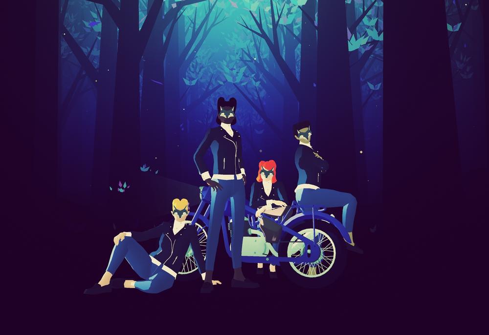 <em>Sayonara</em> villains strike a pose in the game's 
