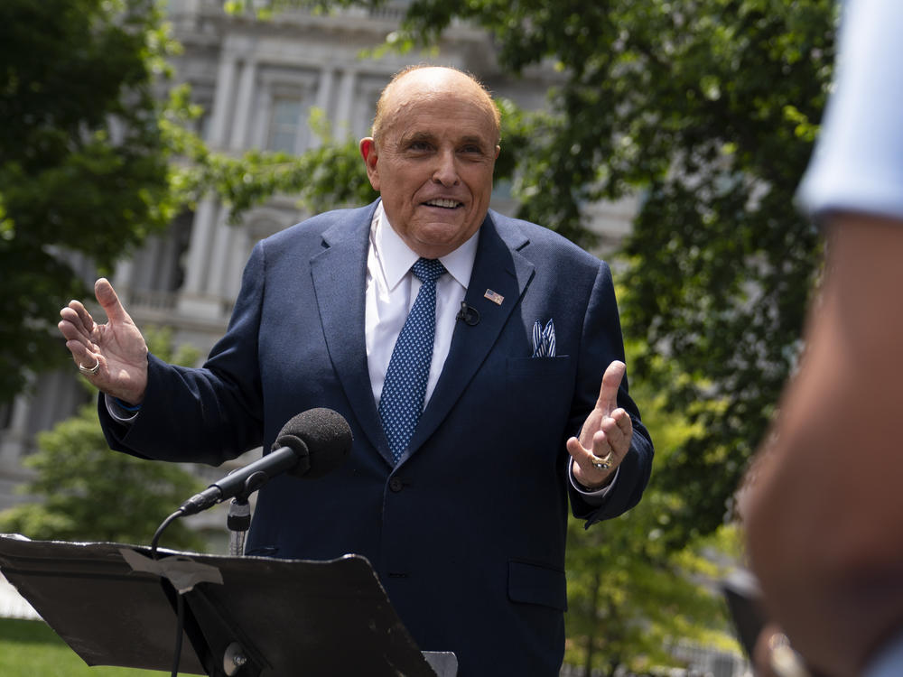 Rudy Giuliani, a personal attorney for President Trump, talked with reporters outside the White House on July 1.