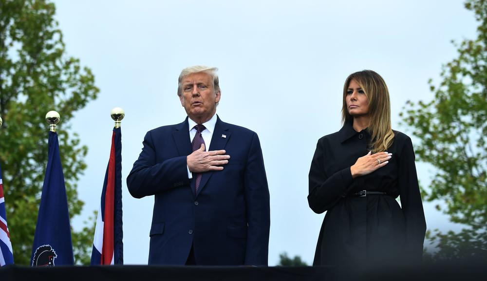 President Trump and first lady Melania Trump attend a ceremony commemorating the 19th anniversary of the Sept. attacks in Shanksville, Pa., on Friday.
