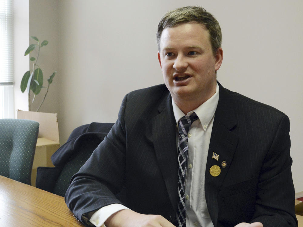 South Dakota Attorney General Jason Ravnsborg speaks in Sioux Falls, S.D., in February 2014. Ravnsborg struck and killed a pedestrian Saturday night.