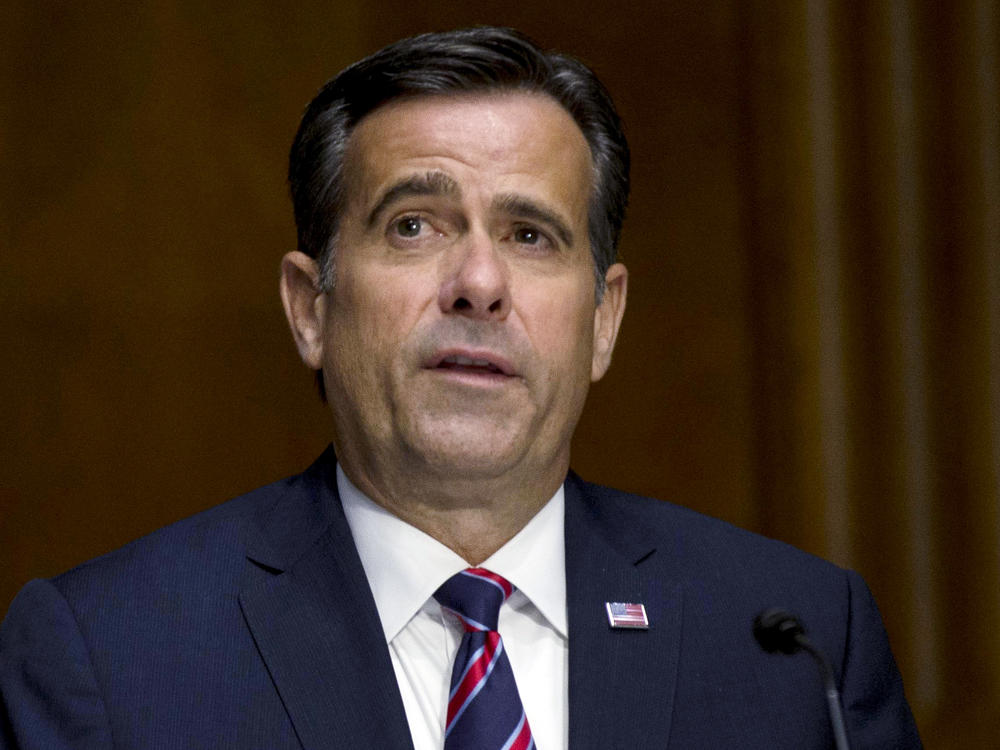 The Senate and House intelligence committees say the director of national intelligence, John Ratcliffe, has agreed to resume face-to-face briefings on threats to the November election. Ratcliffe said last month he was canceling the briefings because the information was leaked to the media. He's shown here at his confirmation hearing in May.