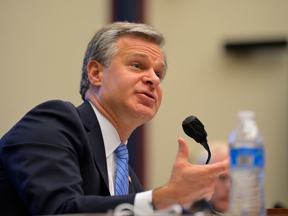 FBI Director Christopher Wray testifies before a House Homeland Security Committee hearing on Thursday.