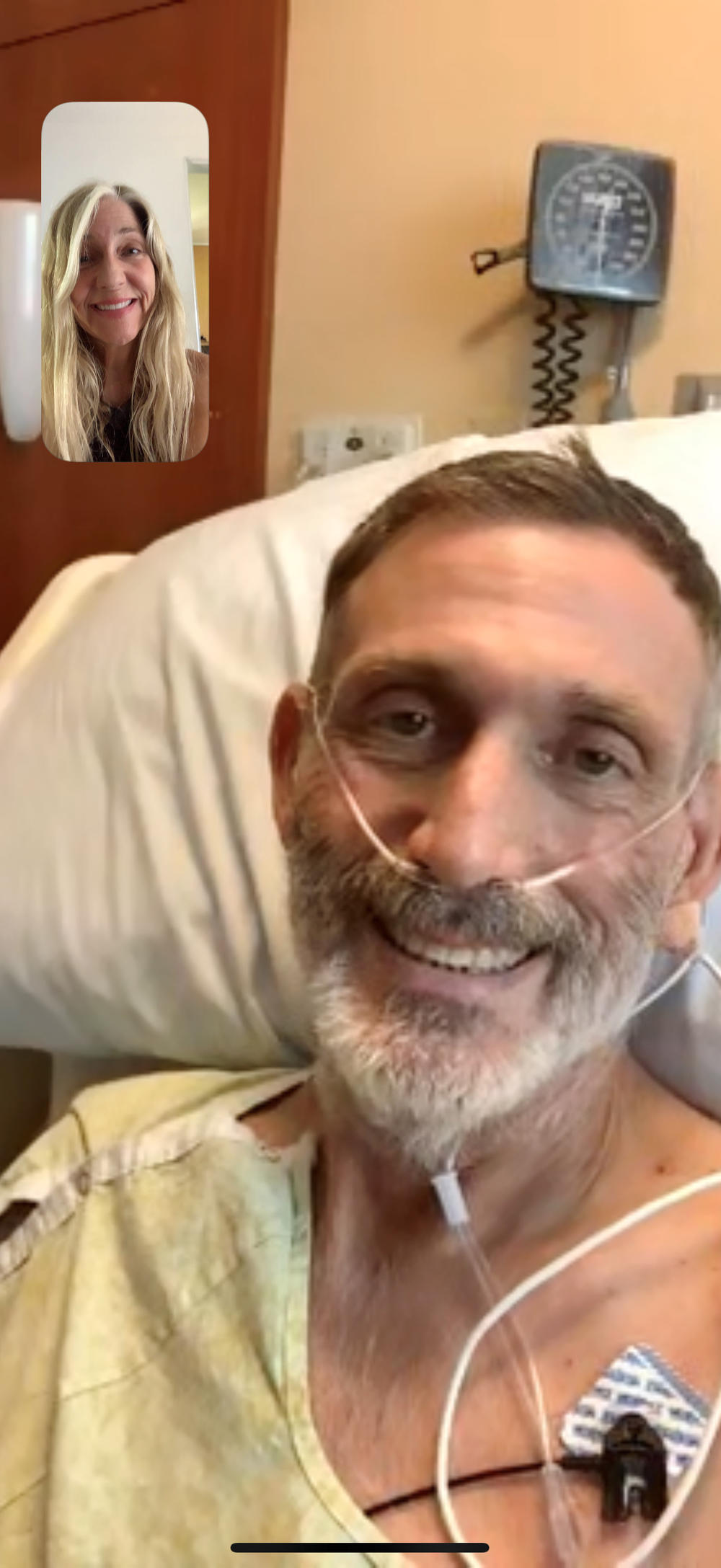 Don Ramsayer and his sister Melanie Ramsayer speak over FaceTime on August 30. He'd been off the ventilator for 10 days and was finally recovered enough from COVID-19 to be moved out of the ICU.