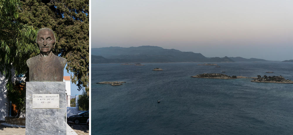 A bust of Despina Achladioti, a widow from Kastellorizo who lived with her goats and chickens on the nearby islet of Ro. She's celebrated in Greece for raising the Greek flag every morning.