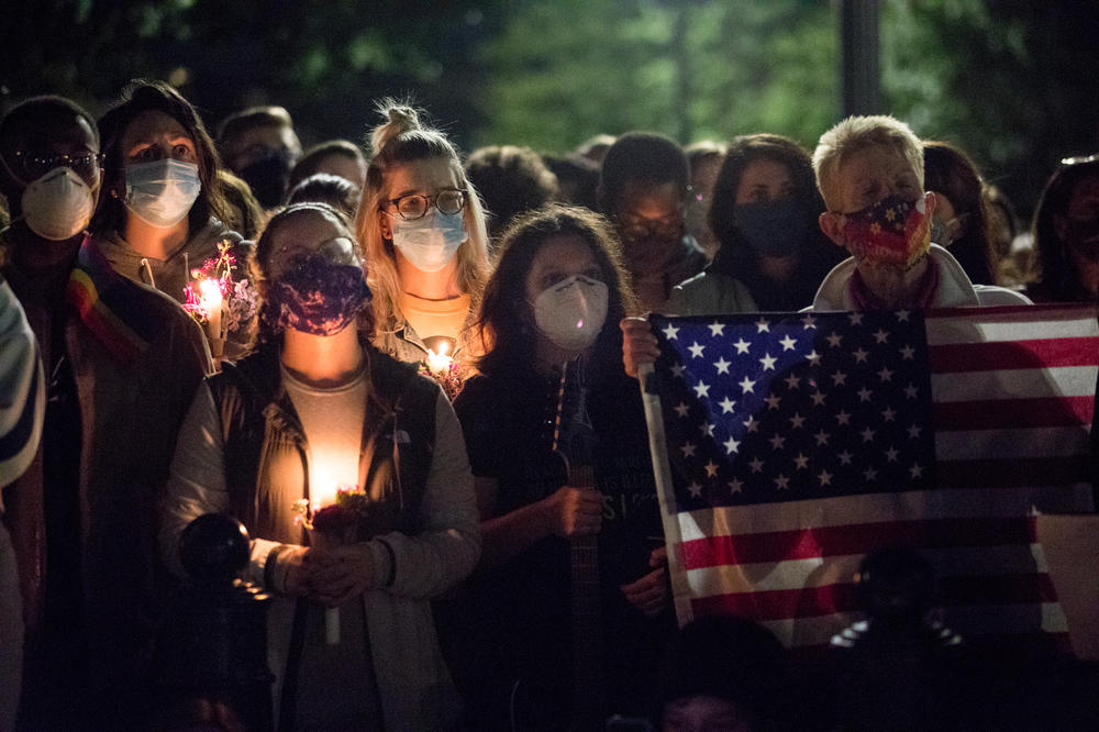 Mourners attend the vigil for associate justice for Ruth Bader Ginsburg.