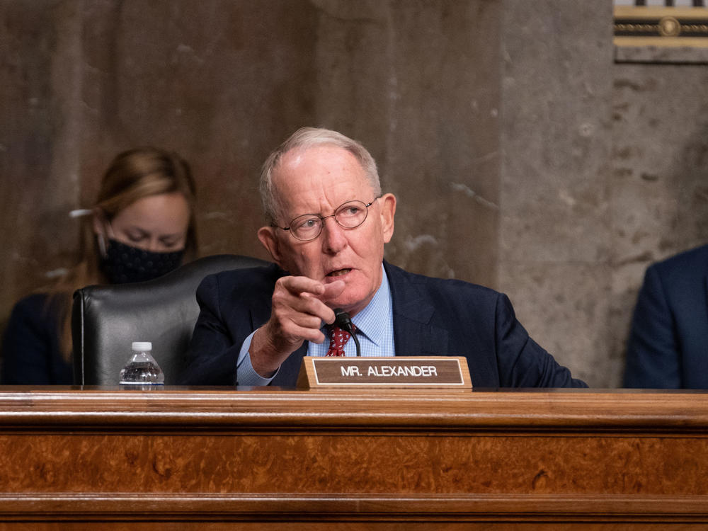 Tennessee Republican Sen. Lamar Alexander speaks at a Senate hearing Wednesday.
