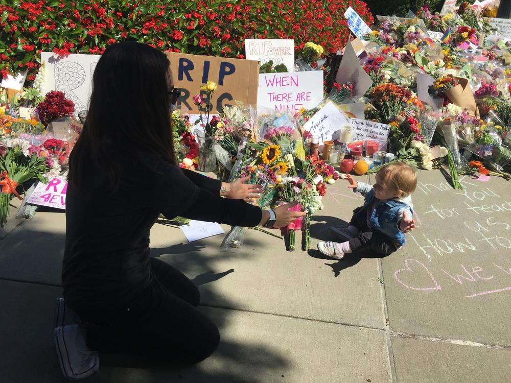 Anna Lashley, a D.C.-area attorney, brought her daughter to the Supreme Court to honor the memory of Justice Ruth Bader Ginsburg on Sept. 19, 2020.