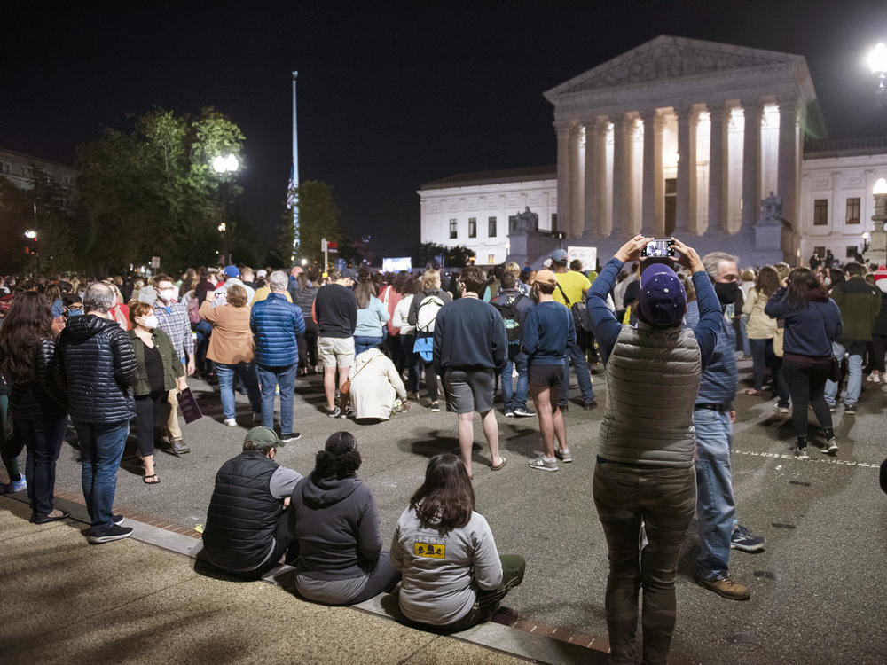 Crowds gather Saturday at the Supreme Court to honor the late Justice Ruth Bader Ginsburg.