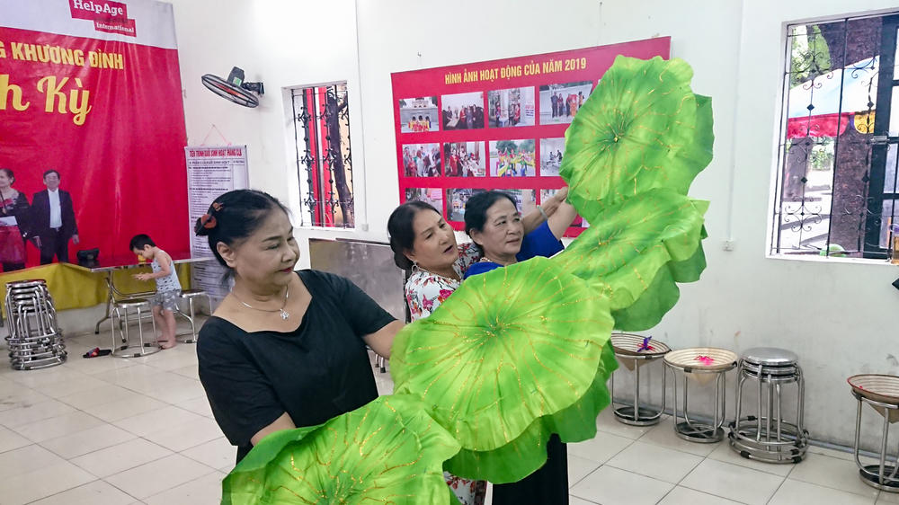 Members of the club practice a traditional Vietnamese dance to perform for the upcoming International Day of Older Persons on Oct. 1.