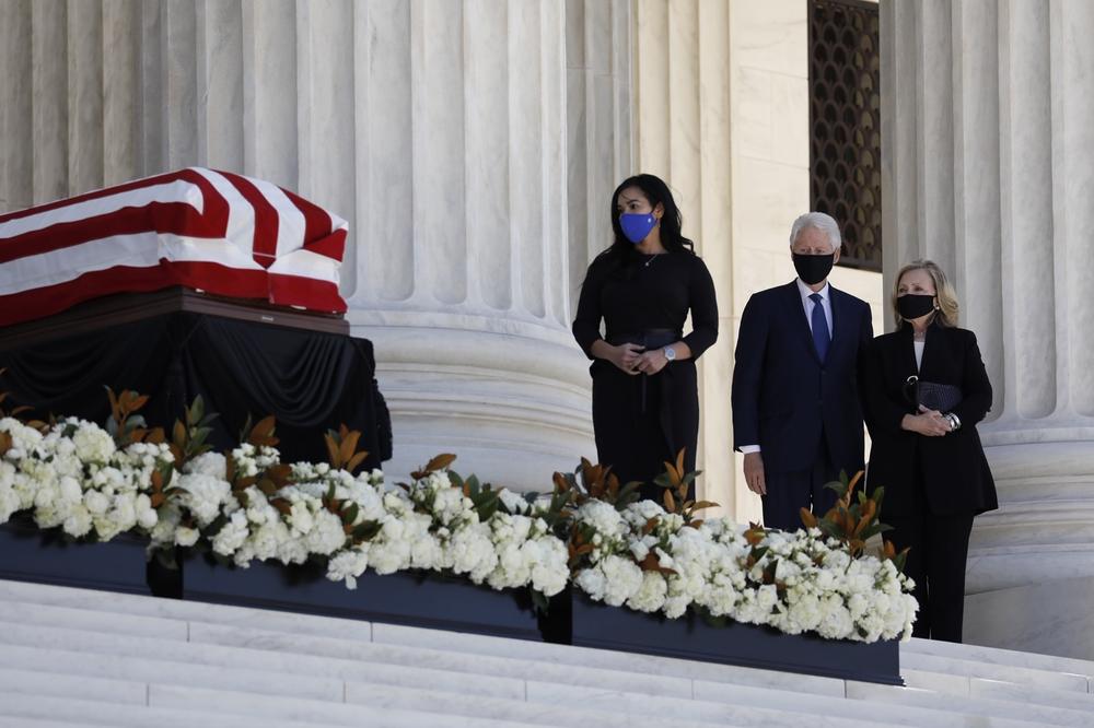 Former President Bill Clinton and former Secretary of State and Senator Hillary Clinton pay their respects for Associate Justice Ruth Bader Ginsburg.