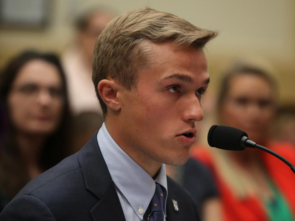 Benji Backer, president of the American Conservation Coalition, testifies about climate change during a U.S. House hearing in 2019.