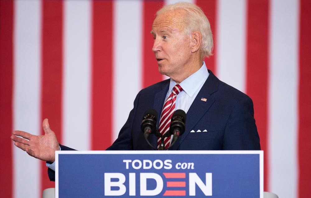 Democratic presidential nominee Joe Biden speaks during a Hispanic Heritage Month event in Kissimmee, Fla., on Sept. 15.
