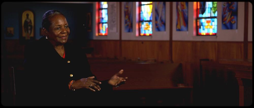 Supreme Mother Rev. Marina King, being interviewed at her church in Jan. 2020.