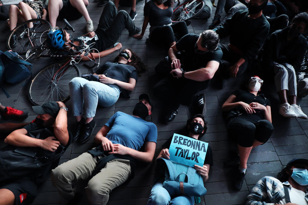 Black Lives Matters members were joined by hundreds of others during an evening protest in Brooklyn, N.Y. over the Breonna Taylor decision.