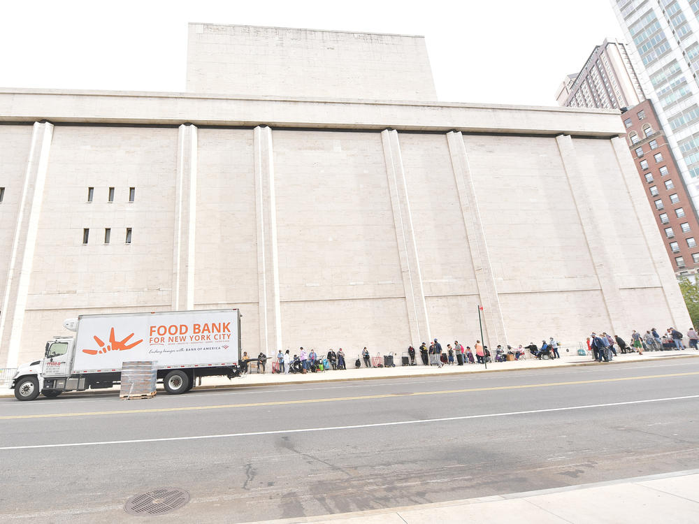 Food Bank For New York City hosts a pop-up food pantry during Hunger Action Month at Lincoln Center on September 24, 2020.