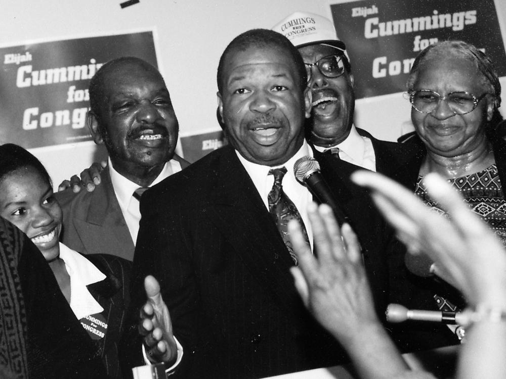 Politician and Maryland congressional representative Elijah Cummings at his campaign headquarters, 1988.