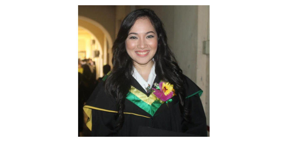 Villamer at her graduation from the Universidad de Sta. Isabel in 2013 where she earned a nursing degree.