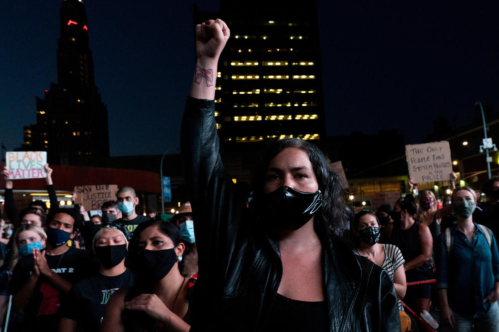 Protesters in Brooklyn, N.Y., rallied against the grand jury decision.