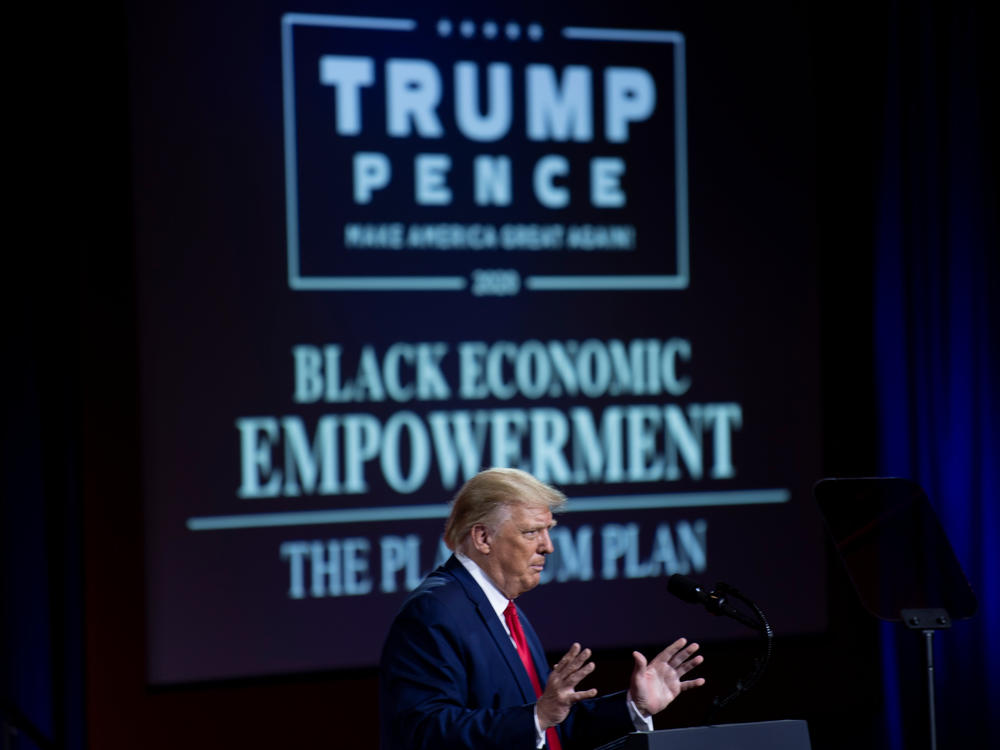 President Trump speaks about his campaign promises for Black voters at an event Friday in Atlanta.