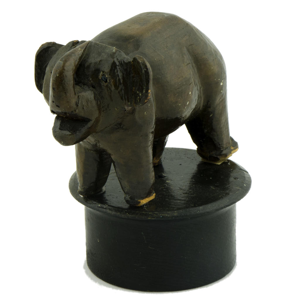<em>The Little Elephant, </em>by Elijah Pierce, c. 1923, paint on carved wood