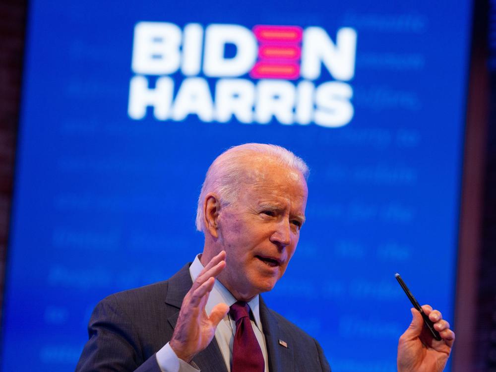 Democratic presidential nominee Joe Biden speaks Sunday about President Trump's nomination of Amy Coney Barrett to the Supreme Court.