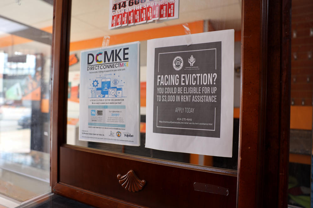 A sign inside a Boost Mobile store in Milwaukee prompted Robert Pettigrew to call Community Advocates to ask for help with rent. The Centers for Disease Control and Prevention says stable housing is vital to controlling the coronavirus pandemic.