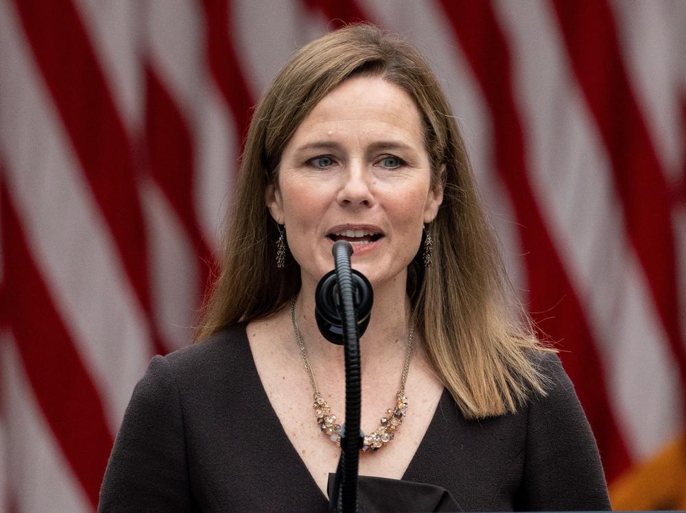 Judge Amy Coney Barrett speaks after President Donald Trump announced her as his nominee to the Supreme Court, in the Rose Garden at the White House on Sept. 26.