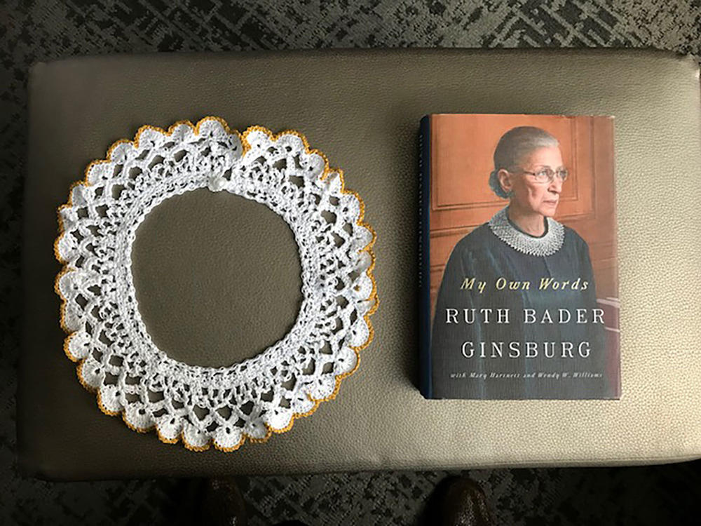 Supreme Court Justice Ruth Bader Ginsburg donated one of her lace collars and a copy of the book <em>My Own Words</em> to the Museum of the Jewish People in Tel Aviv.