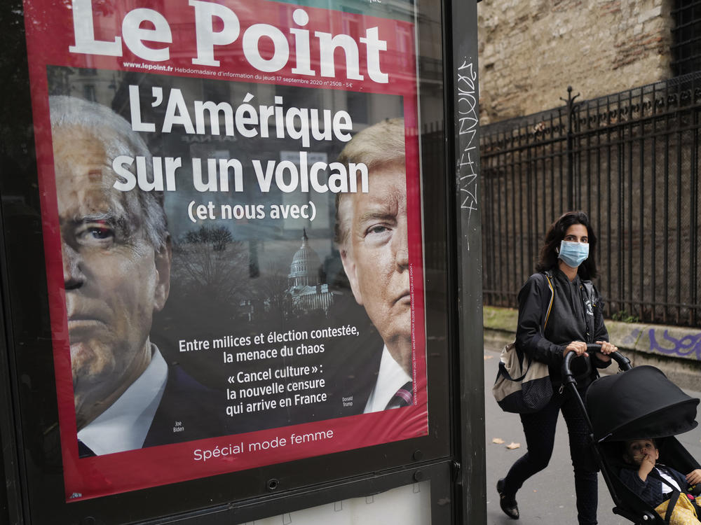 The French weekly <em>Le Point</em> displays a photo of President Trump and Democratic presidential candidate Joe Biden under a headline reading 