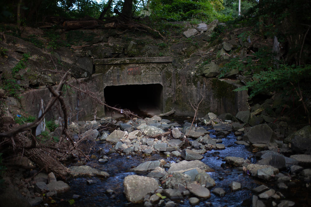 A culvert that overflowed in Harris' Baltimore neighborhood in 2018. Recent flooding in southwest Baltimore surprised many residents, even though climate experts and local officials know that the area is seeing more extreme rain and has a history of flooding.