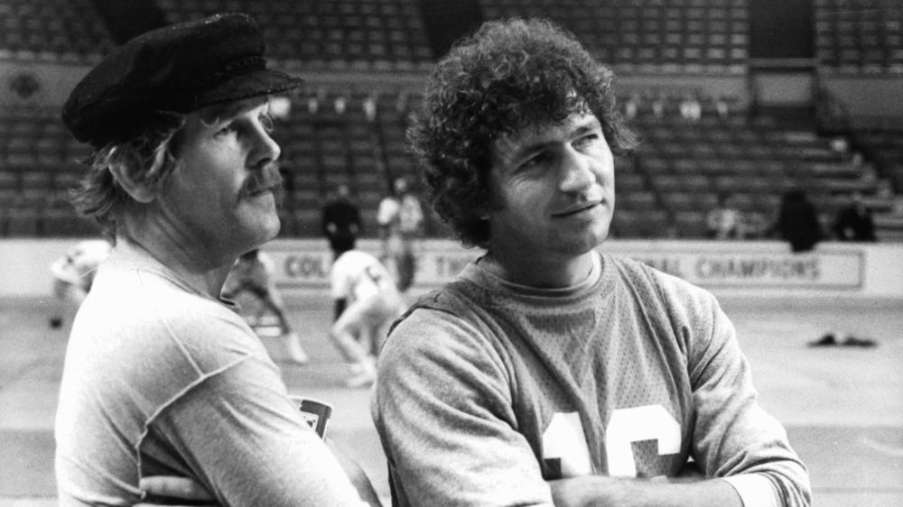 Nick Nolte and Mac Davis in a scene from the film <em>North Dallas Forty </em>from 1979.