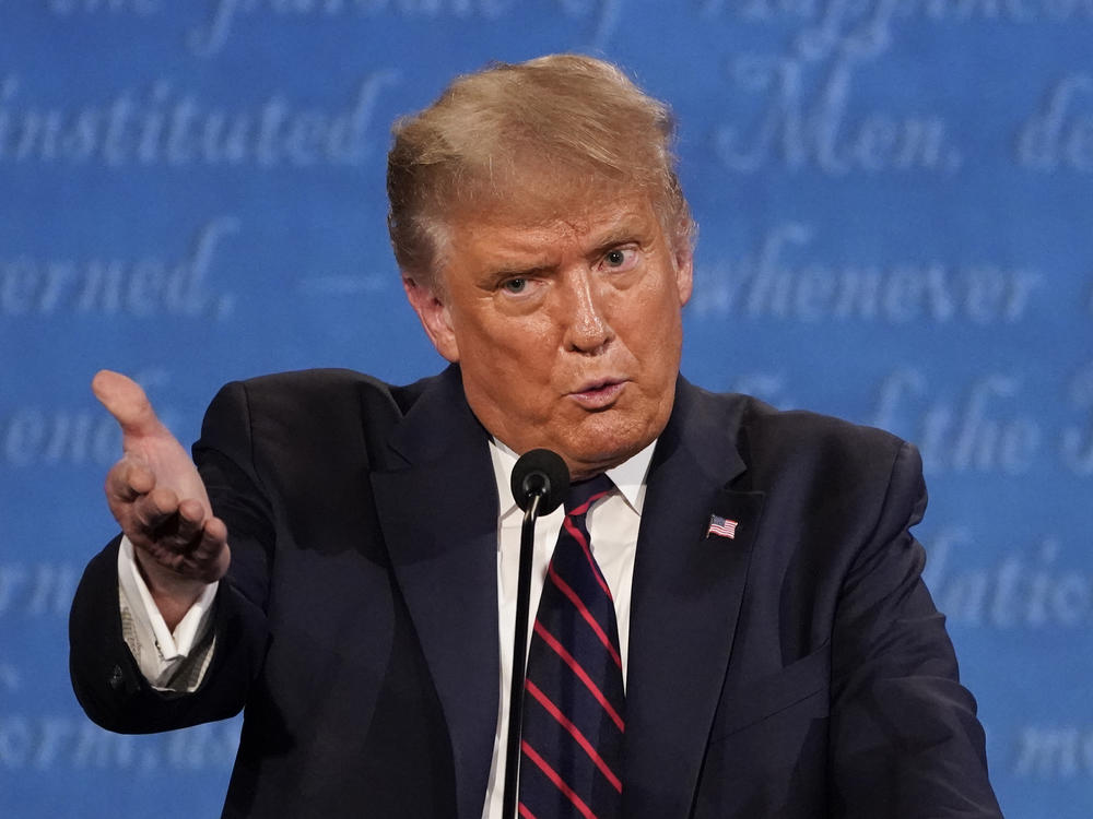 President Trump gestures while speaking during the first presidential debate on Tuesday, at Case Western University and Cleveland Clinic, in Cleveland.