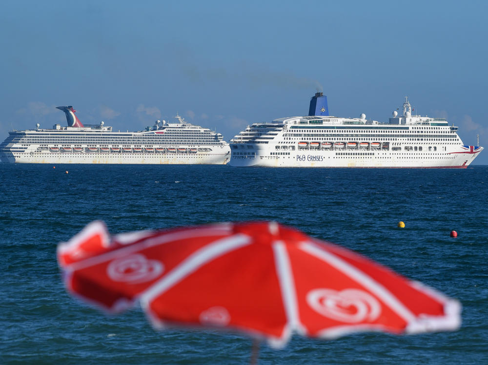 Two Carnival cruise ships seen this summer are anchored in the English Channel as the industry remains hobbled by the coronavirus pandemic.