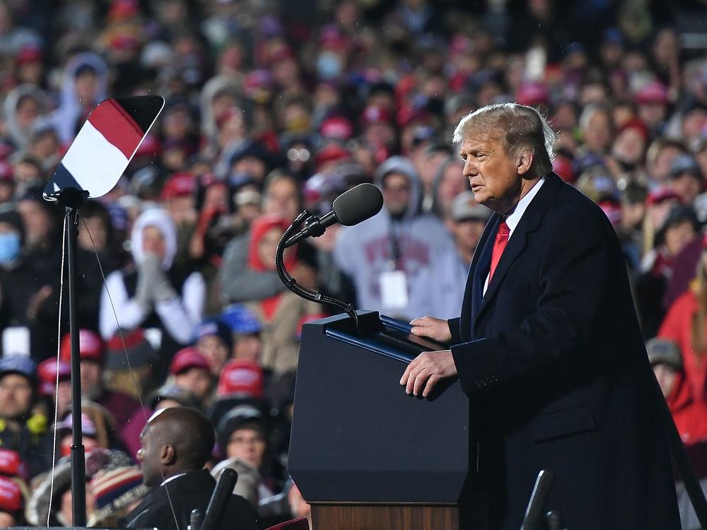 President Trump holds a campaign rally at Duluth International Airport in Duluth, Minn., on Wednesday.