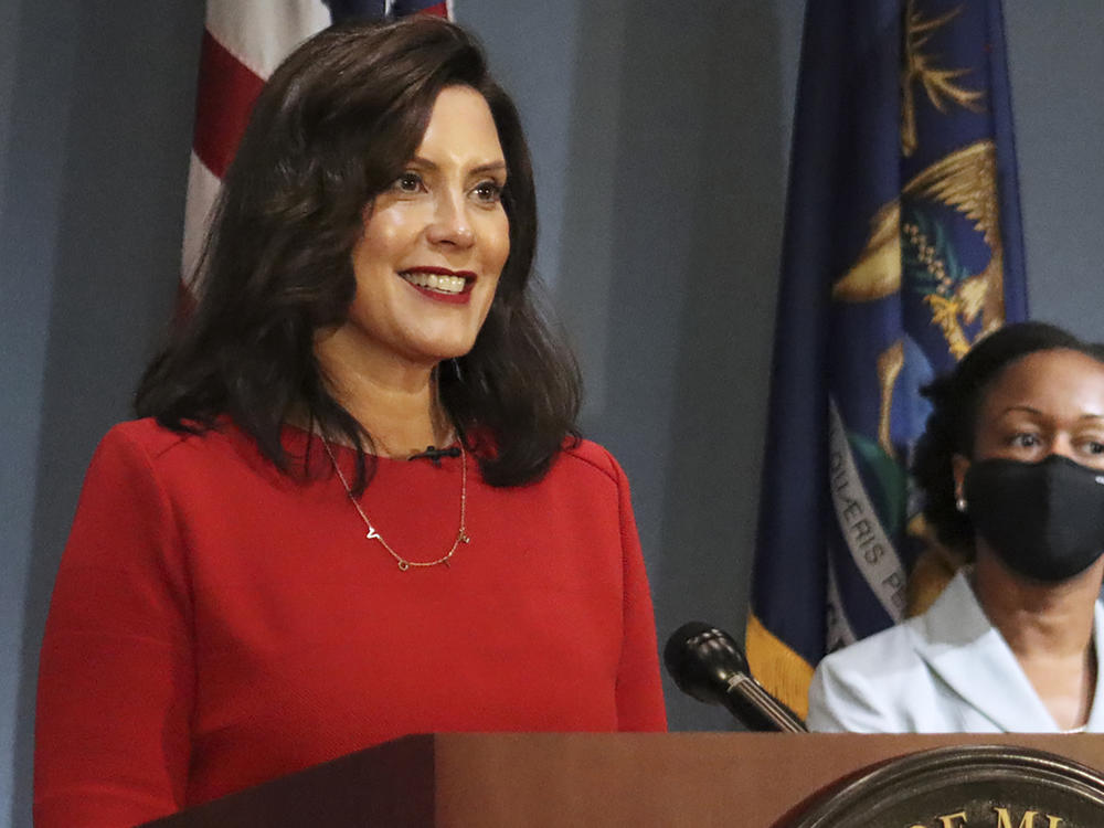 Michigan's Supreme Court ruled Friday that Democratic Gov. Gretchen Whitmer (pictured here on Sept. 16) does not have the authority to extend a state of emergency past April 30. Whitmer had cited two state laws that allowed her to maintain the state's coronavirus measures via executive order.