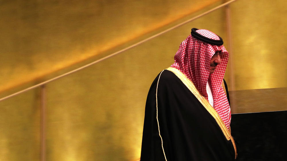 Prince Mohammed bin Nayef of Saudi Arabia prepares to address the United Nations General Assembly on Sept. 21, 2016, in New York City.