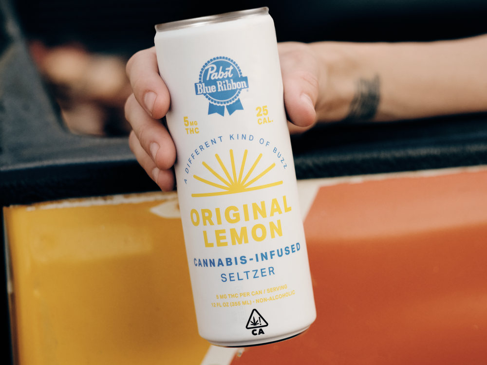 Cans of Pabst Blue Ribbon cannabis-infused lemon seltzer are non-alcoholic, with 5mg of THC. A four-pack costs $24.