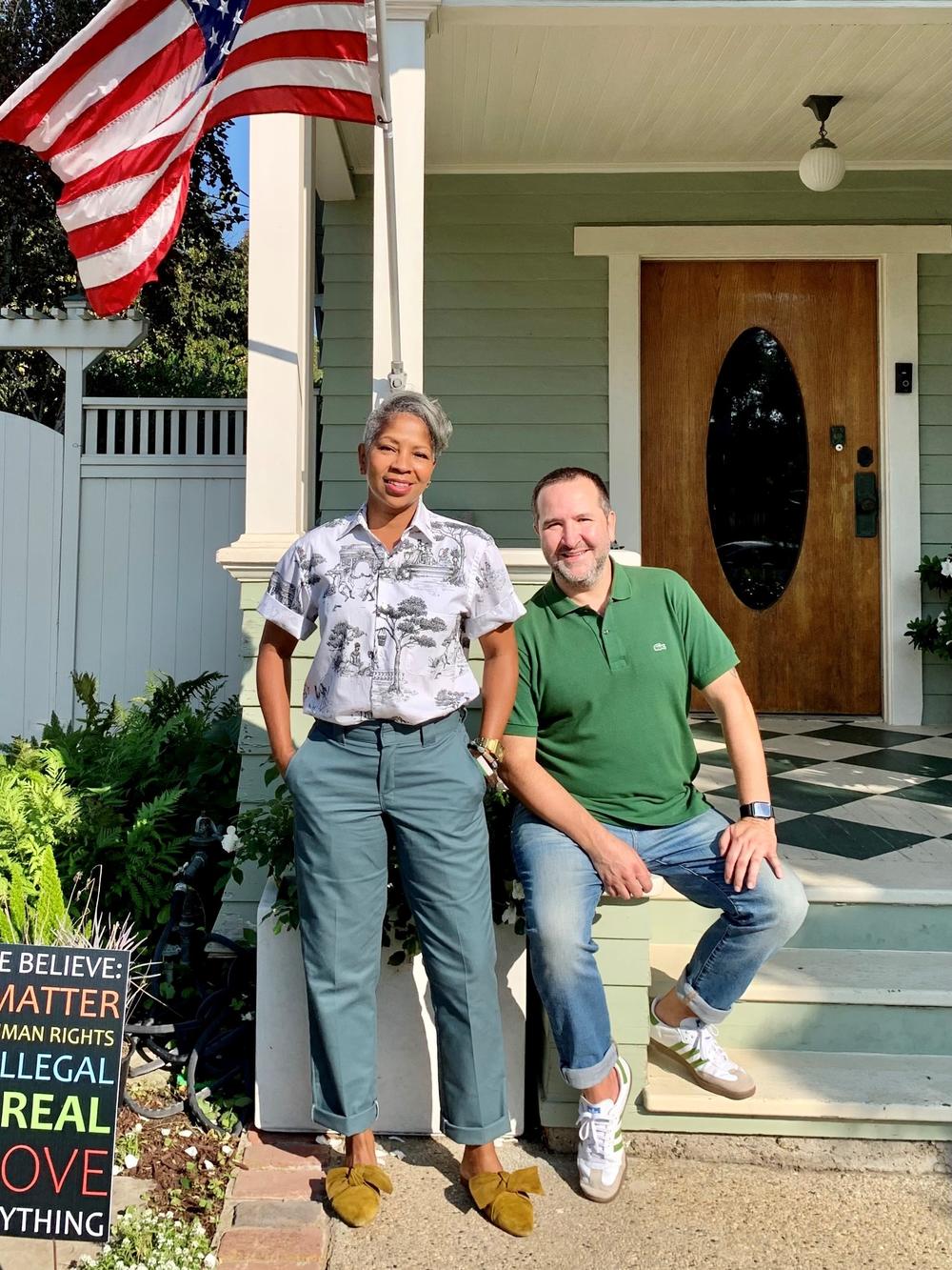 Denise and Kevin Lopez took their U.S. flag down for a time but after a family discussion put it up again outside their home.