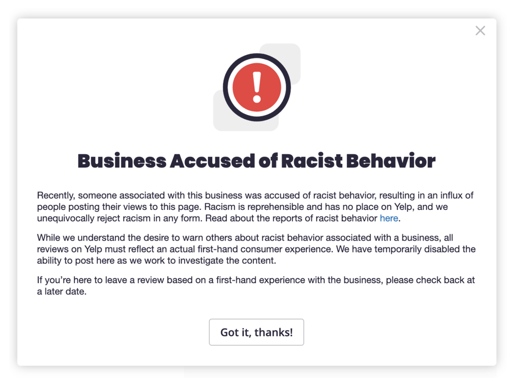 A screenshot of the new alert.
