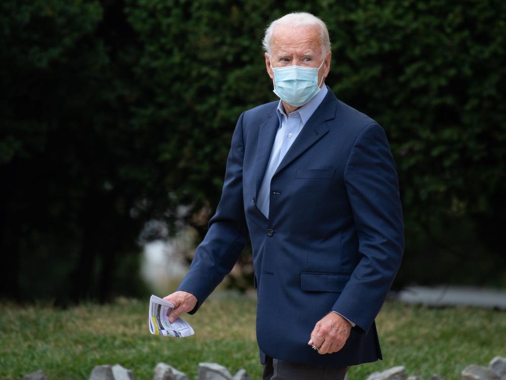 Democratic presidential nominee Joe Biden, seen leaving St. Ann's Church in Wilmington, Del., on Sunday, has declined in recent days to say whether he would attempt to add justices to the Supreme Court, if he's elected president.