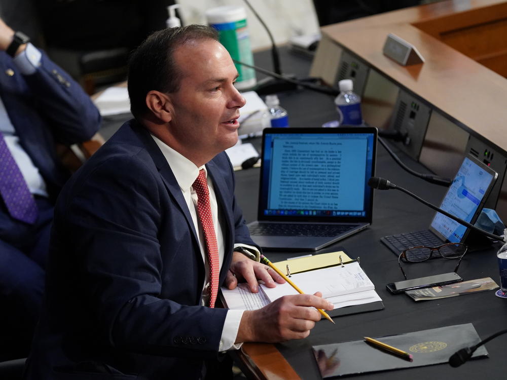 Sen. Michael Lee, R-Utah, speaks during the Senate Judiciary Committee confirmation hearing on Monday.