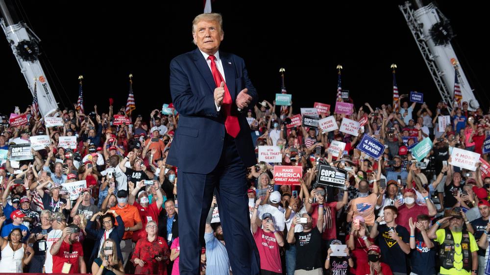 President Trump holds a rally in Sanford, Fla., Monday night, his first trip outside Washington since being released from the hospital.