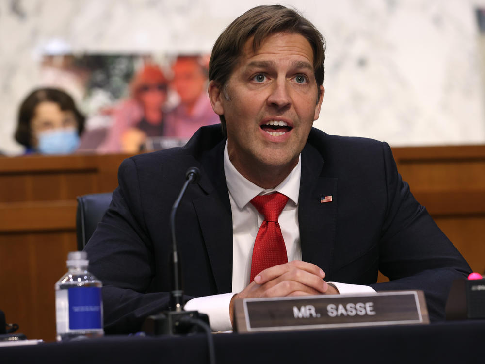 Sen. Ben Sasse, R-Neb., speaks during the Senate Judiciary Committee hearing for Amy Coney Barrett's Supreme Court nomination on Monday.