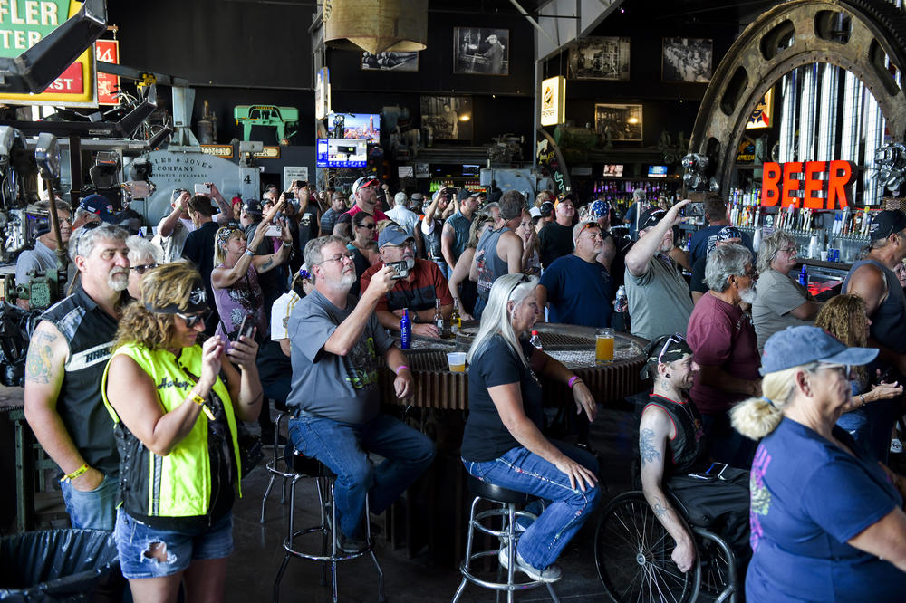 Outbreaks can be seeded when people cluster in bars, such as this one in Sturgis, S.D., during the Sturgis Motorcycle Rally in August.