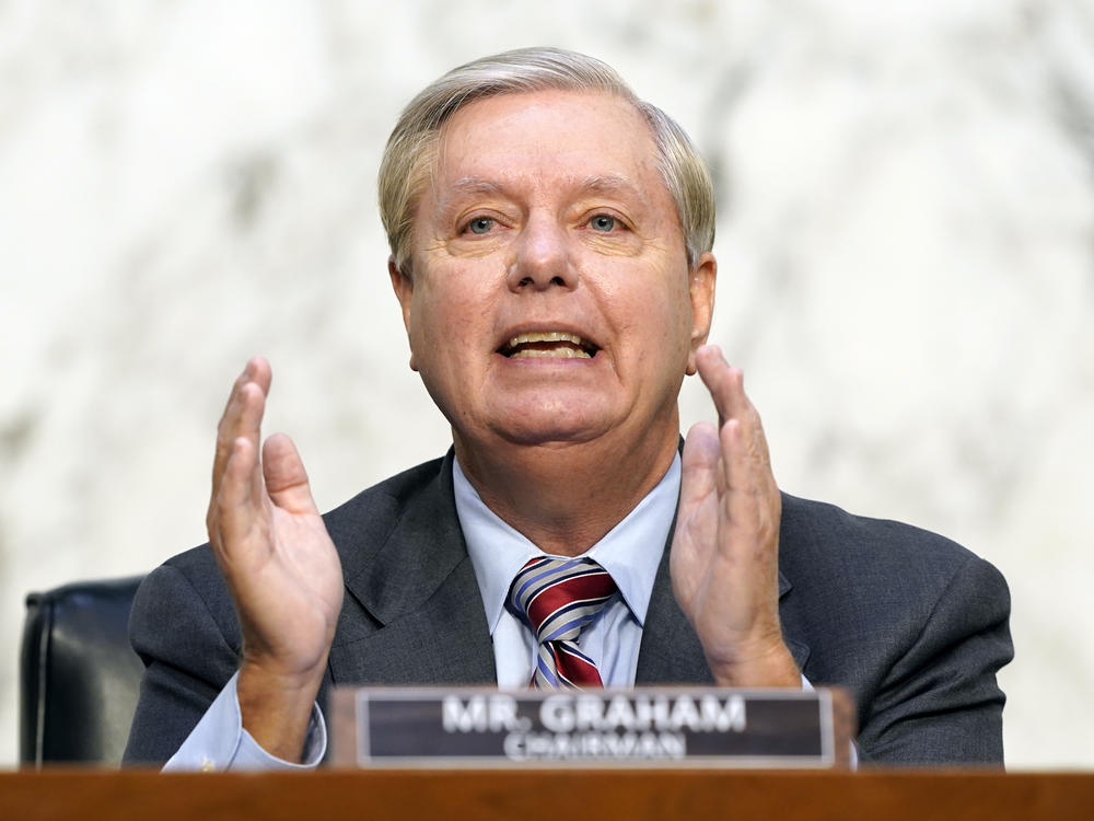 Senate Judiciary Committee Chairman Lindsey Graham, R-S.C., speaks during the confirmation hearing for Supreme Court nominee Amy Coney Barrett on Thursday.