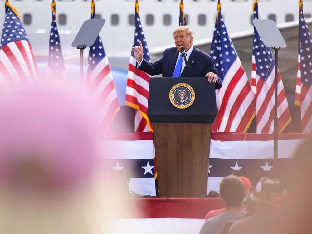 President Trump speaks at a campaign rally at the Pitt-Greenville Airport in Greenville, N.C., on Thursday.