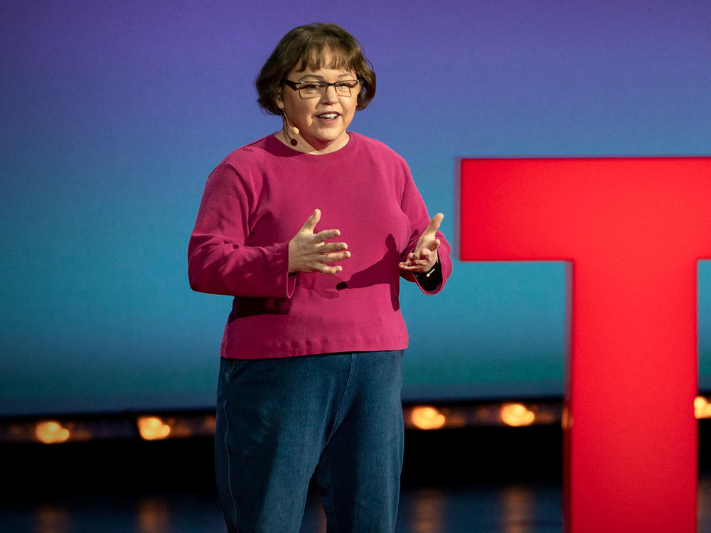 Rebecca Knill speaks at TED@WellsFargo, February 5, 2020, at the Knight Theater in Charlotte, NC. Photo: Ryan Lash / TED